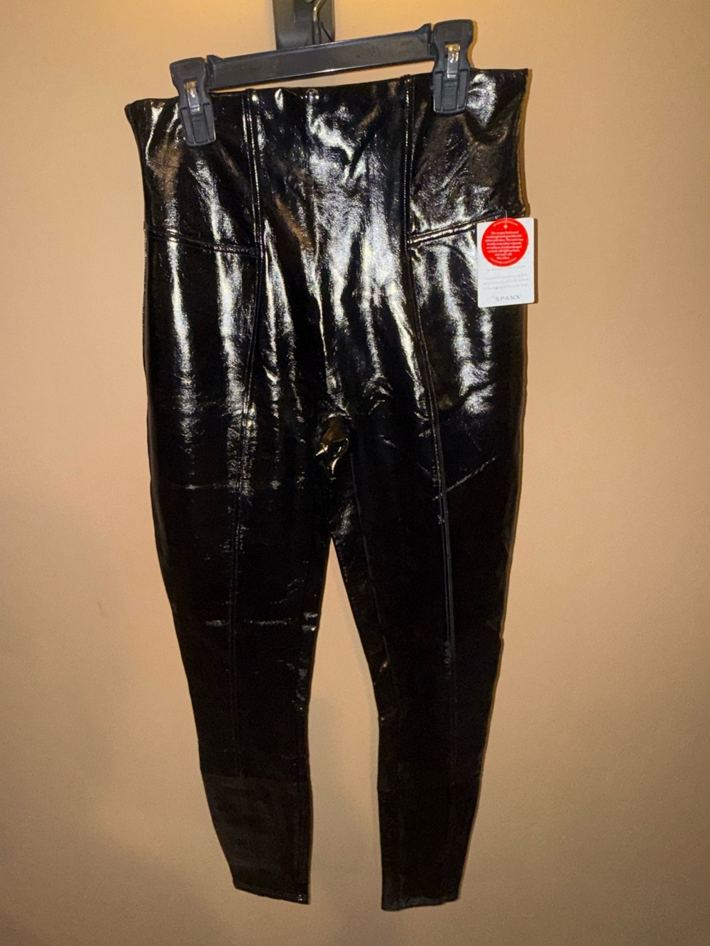 SPANX Black Shiny Faux Leather Skinny Pants